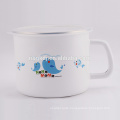 Enamel milk and tea mugs with lid SS edge